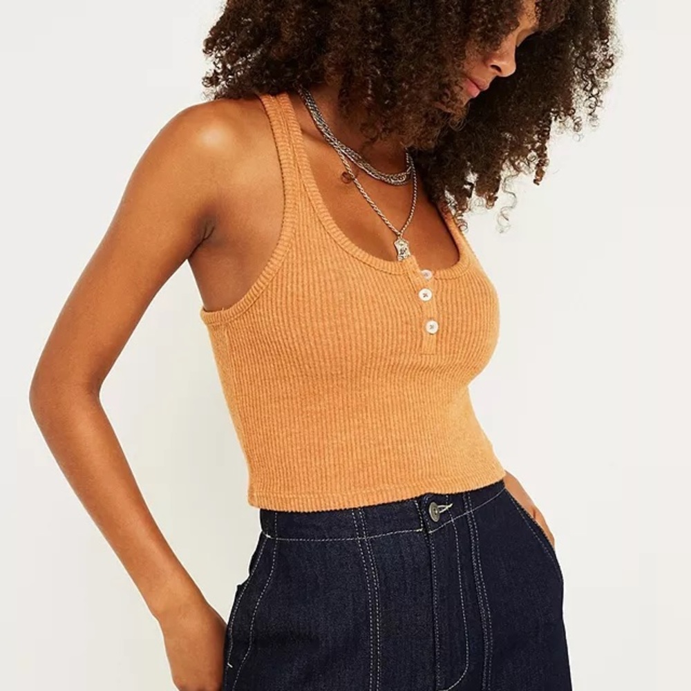Out From Under cropped Brielle flirty Henley tank top